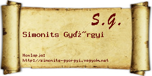 Simonits Györgyi névjegykártya